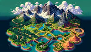 Pixelated Level Selector Map - Retro Adventure Pixel Art Design