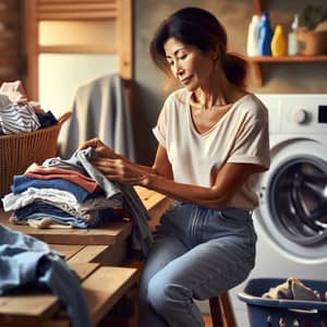 South Asian Woman Doing Laundry: Everyday Joy at Home
