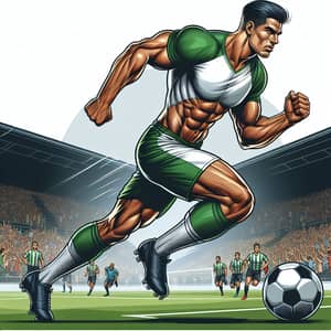 Professional Soccer Player Sprinting on Field - Exciting Match Scene