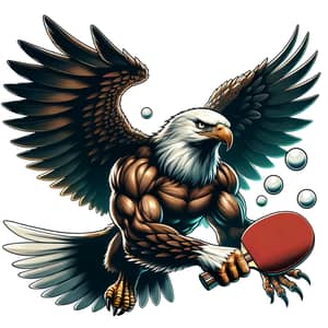 Muscular Eagle Swinging Ping Pong Paddle | Skillful Bird