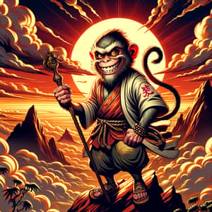Ác ma Tôn ngộ không - Mythical Monkey Character Illustration
