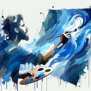 Passionate Individual Immersed in Painting | Abstract Style Illustration