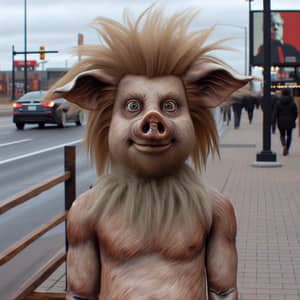 Humanoid Pig with Awful Hair - Surreal Creatures