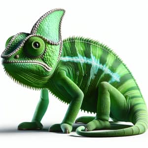 Green Chameleon Sitting on Four Legs - Exotic Reptile Image