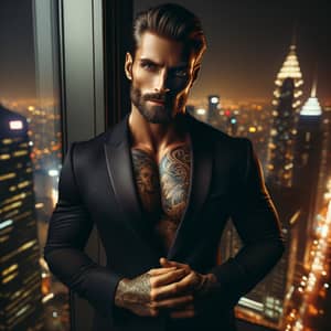 Captivating Portrait of a Sophisticated Man in a City Office Setting