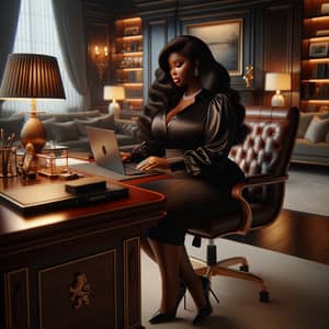 Charming Plus-Size African American Woman in Lavish Office