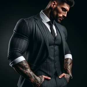 Italian Gangster in Tailored Suit - Rugged yet Handsome