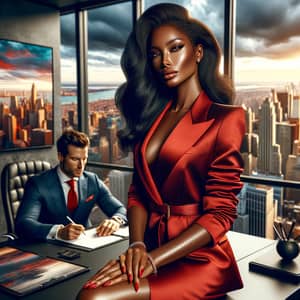 Empowering Black Female CEO in Vibrant City Office