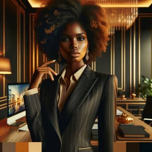 Stylish Black Businesswoman in High-End Office | Fashionable Executive