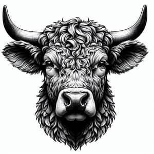 Hand-Drawn High-Definition Cow's Head Art