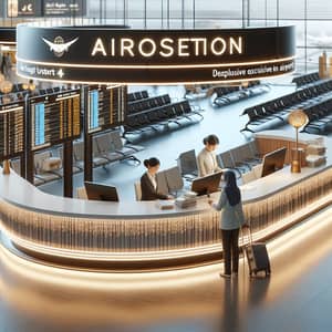 Airport Reception Desk 3D Rendering - Modern Airport Scene