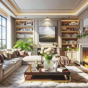 Spacious Living Room with Natural Neutral Tones | Cozy Interior Design