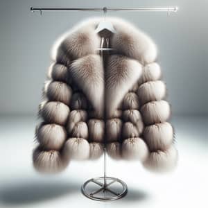 Luxurious Fur Coat on High Metallic Hanger | Exclusive Fashion