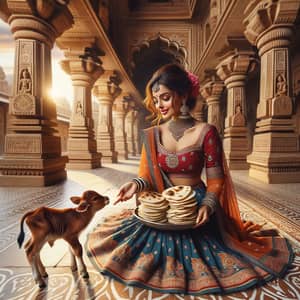 Stunning South Asian Girl in Traditional Indian Attire at Ancient Temple