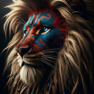 Realistic Lion Warrior Chief with Tribal Panther Make-up