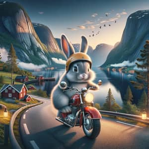 Rabbit Riding Motorcycle in Norway | Adventure in Stunning Landscape