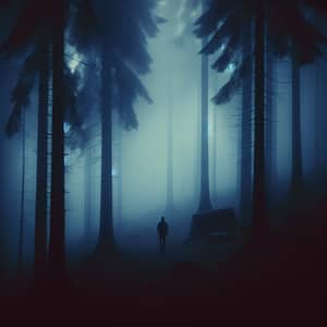 Enigmatic Figure in Foggy Forest | Solitude & Mystique