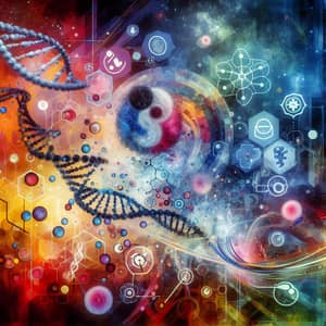 Abstract Biomedical Scene | Fusion of Cells, DNA, Medical Symbols