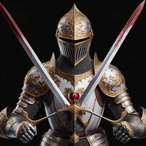 Knight in White Armor with Gold Accents
