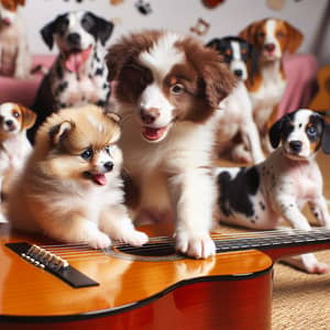 Adorable Puppies Playing Guitar | Musical Dog Harmony