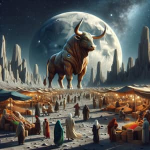 Otherworldly Bull Market on Moon's Rocky Terrain