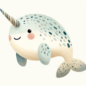 Charming Narwhal Cartoon Character in Scandinavian Style