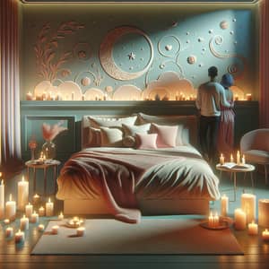 Intimate Bedroom Digital Illustration with Romance Elements