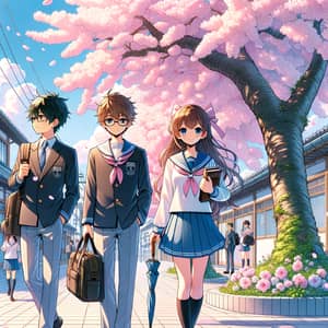 Traditional Japanese High School Anime Scene | Colorful & Vibrant Artwork