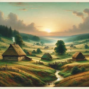 Rustic Rural Landscape: Paweł Dukliwiecz Style Art