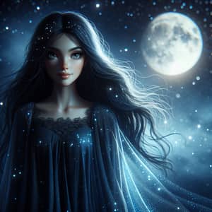 Daughter of the Night | Mystical Character in Starlit Sky