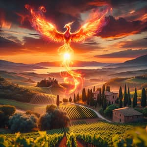 Sunset in Italy with Mythical Phoenix | Rebirth Symbolism
