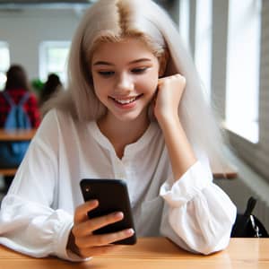Teenage Girl with White Hair | Brightens Up Table Scene