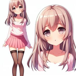 Anime Girl in Pink Mini Skirt and Stockings | Unique Image