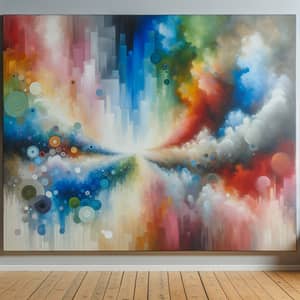 Large Abstract Canvas Oil Painting with Tranquil Rainbow Colors