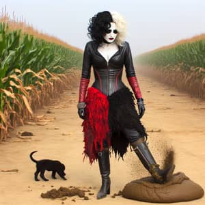 Emma Stone as Cruella Suffers Mishap in Cornfield