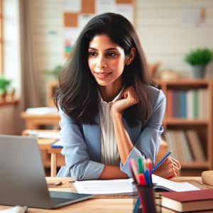 Professional South Asian Female Teacher in Engaging Training Course