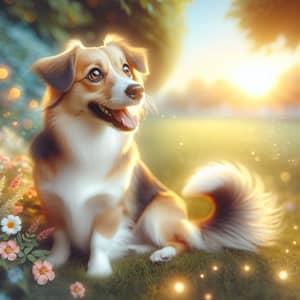 Charming Medium-Sized Dog with Sparkling Eyes | Serene Park Setting