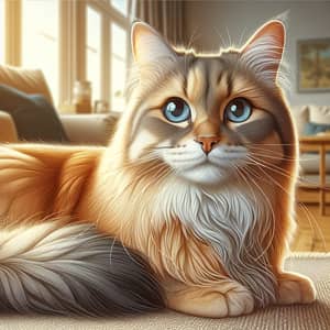 Medium-Sized Tawny Domestic Cat with Striking Blue Eyes