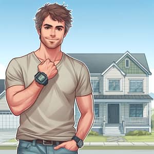 Friendly Caucasian Man in Casual Clothes | Suburban Lifestyle