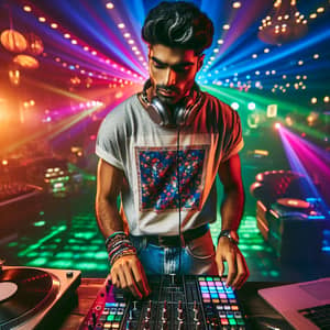 Talented South Asian DJ in Vibrant Club Environment