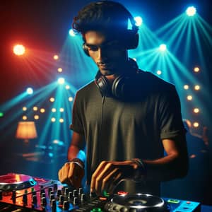 Passionate South Asian DJ Mixing Music with Dedication