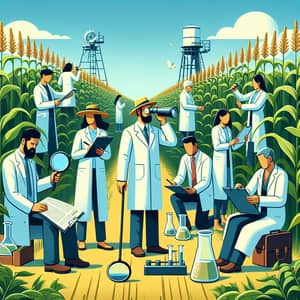 Diverse Agricultural Researchers Inspecting Crop Fields