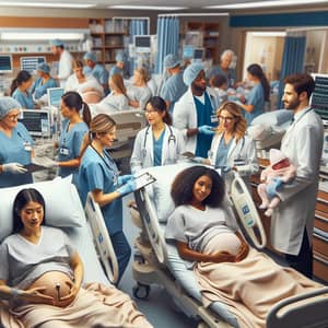 Diverse Maternity Ward: Delivery Equipments for Expecting Mothers