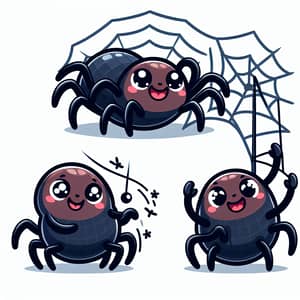 Vector Cartoon Cute Spider Poses | Unique Illustrations