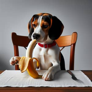 Adorable Beagle Dog Enjoying a Banana | Cute Pet Eating Fruit