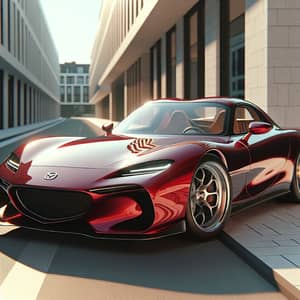 Sleek Mazda RX-7 Sports Car in Vibrant Red | City Street Scene