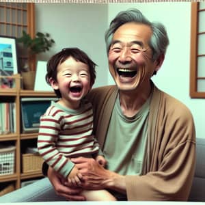 Early 2000s Japanese Father and Son Real Life Photo