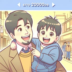 Early 2000s Joyful Japanese Father and Son Moments