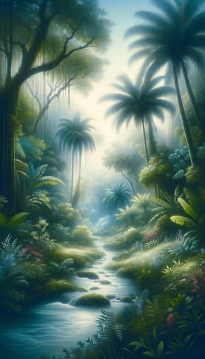 Ethereal Jungle Paradise - Dreamy Impressionism with Vibrant Flora & Fauna