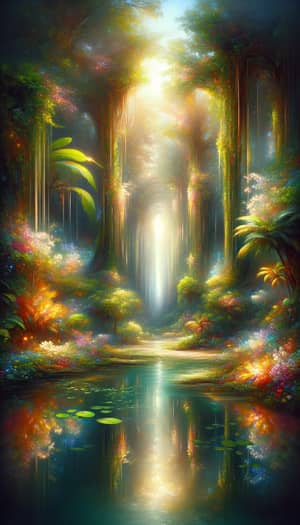 Jungle Oasis: Mystical Glow Inspired by Henri Rousseau - Enchanting Nature Art